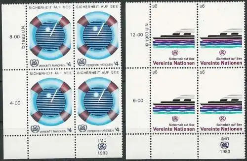 UNO WIEN 1983 Mi-Nr. 30/31 Eckrand-Viererblocks ** MNH