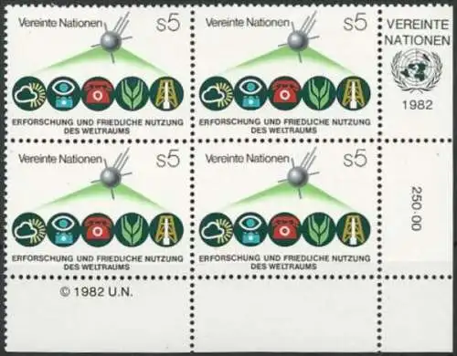 UNO WIEN 1982 Mi-Nr. 26 Eckrand-Viererblock ** MNH