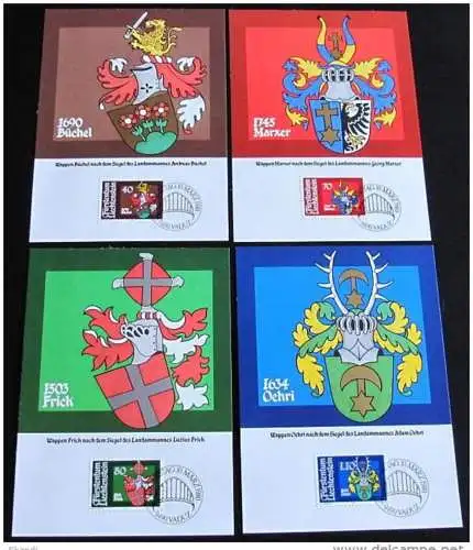 LIECHTENSTEIN 1980 Mi-Nr. 743/46 Maximumkarten MK/MC 14