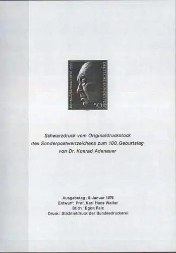 DEUTSCHLAND 1976 Mi-Nr. 876 Schwarzdruck