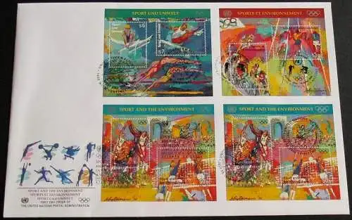 UNO NEW YORK - WIEN - GENF 1996 TRIO-FDC Sport und Umwelt