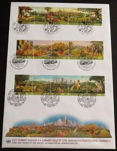 UNO NEW YORK - WIEN - GENF 1996 TRIO-FDC Städtegipfel