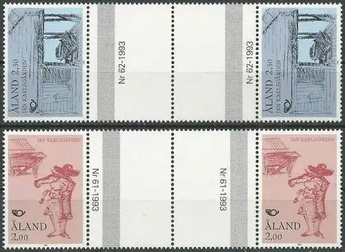 ALAND 1993 Mi-Nr. 70/71 Zwischenstegpaar / gutter pair ** MNH