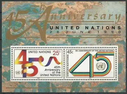 UNO NEW YORK 1990 Mi-Nr. Block 11 ** MNH