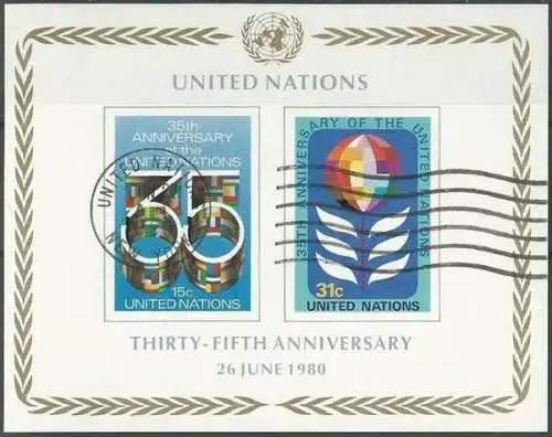 UNO NEW YORK 1980 Mi-Nr. Block 7 o used - aus Abo