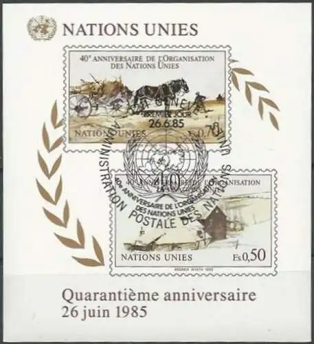 UNO GENF 1985 Mi-Nr. Block 3 o used - aus Abo