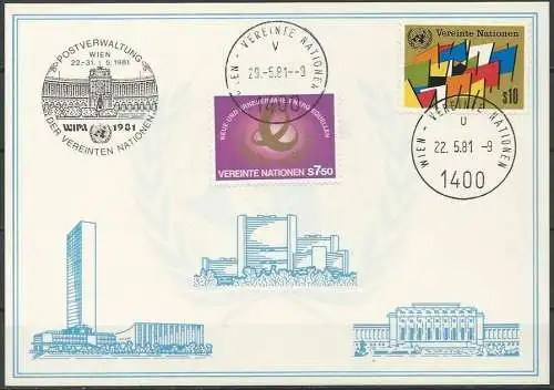 UNO WIEN 1981 Mi-Nr. 13 WEISSE KARTE - WIEN MISCHFRANKATUR 22.05.1981
