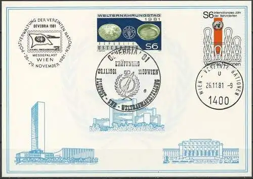 UNO WIEN 1981 Mi-Nr. 17 WEISSE KARTE - WIEN MISCHFRANKATUR 26.11.1981