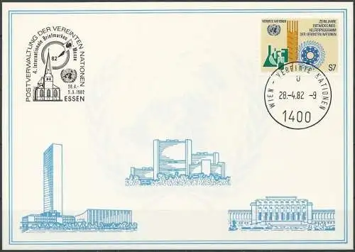 UNO WIEN 1982 Mi-Nr. 18 WEISSE KARTE - ESSEN 28.04.1982