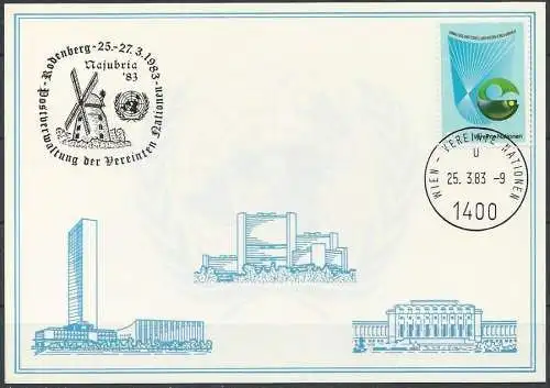 UNO WIEN 1983 Mi-Nr. 25 WEISSE KARTE - NAJUBRIA RODENBERG 25.03.1983