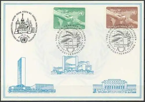 UNO WIEN 1983 Mi-Nr. 27 WEISSE KARTE - POSTA SIEGEN MISCHFRANKATUR 22.04.1983