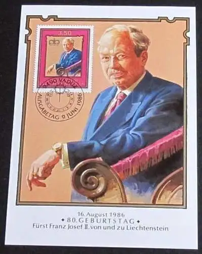 LIECHTENSTEIN 1986 Mi-Nr. 903 Maximumkarte MK/MC 66