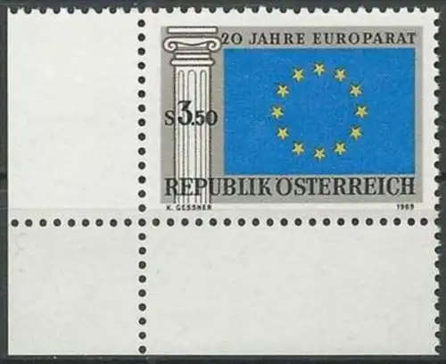 ÖSTERREICH 1969 Mi-Nr. 1292 Eckrand ** MNH