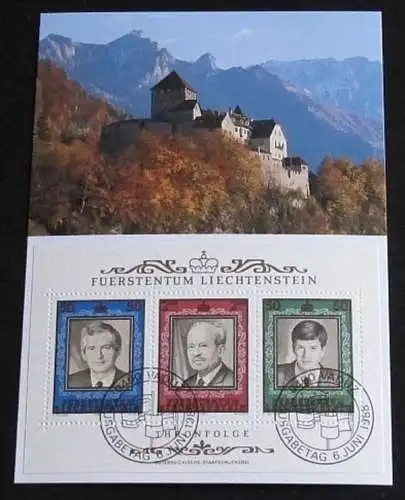 LIECHTENSTEIN 1988 Mi-Nr. Block 13 Maximumkarte MK/MC 82