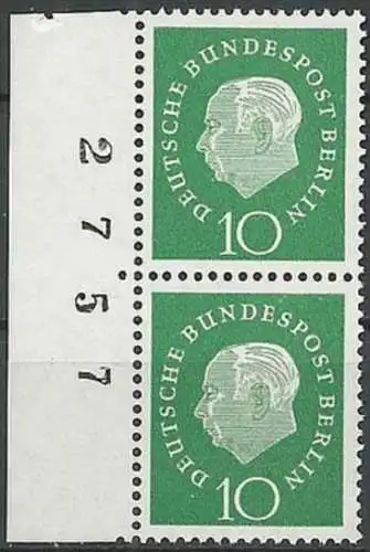 BERLIN 1959 Mi-Nr. 183 Bogenrand mit Bogennummer ** MNH