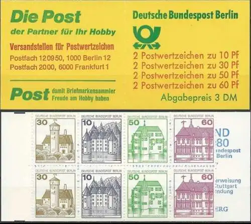 BERLIN 1980 Mi-Nr. MH 12 a Markenheft/booklet ** MNH