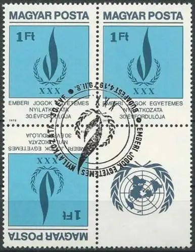 UNGARN 1979 Mi-Nr. 3334 A Zierfeld Viererblock o used