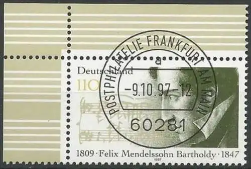 DEUTSCHLAND 1997 Mi-Nr. 1953 Eckrand o used - aus ABO