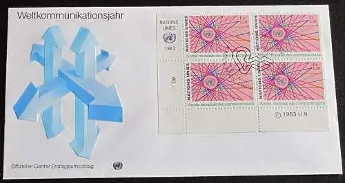 UNO GENF 1983 Mi-Nr. 111 Viererblock FDC