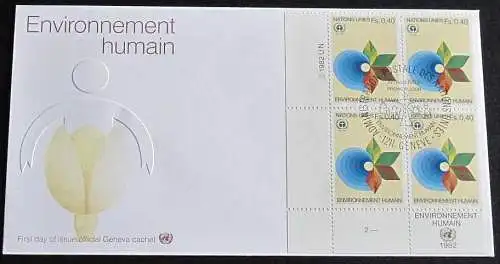 UNO GENF 1982 Mi-Nr. 105 Viererblock FDC