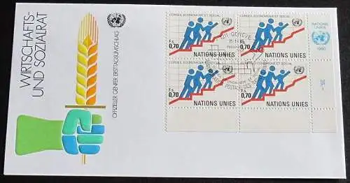 UNO GENF 1980 Mi-Nr. 95 Viererblock FDC