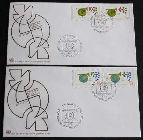 UNO GENF 1974 Mi-Nr. 39/40 2x FDC