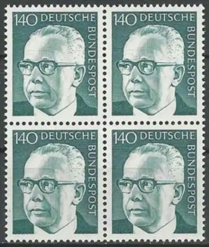 DEUTSCHLAND 1972 Mi-Nr. 729 Viererblock ** MNH