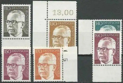 DEUTSCHLAND 1972 Mi-Nr. 727/32 ** MNH