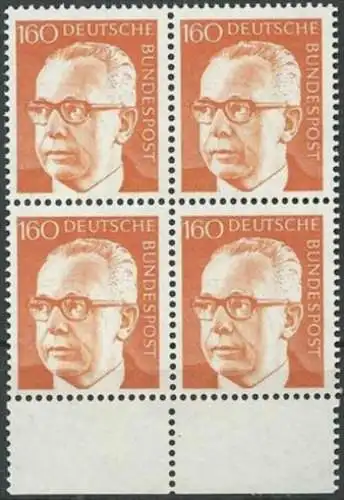 DEUTSCHLAND 1971 Mi-Nr. 692 Viererblock ** MNH