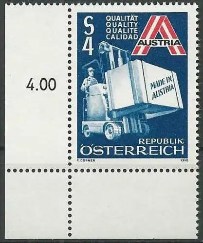 ÖSTERREICH 1980 Mi-Nr. 1633 ECKRAND ** MNH