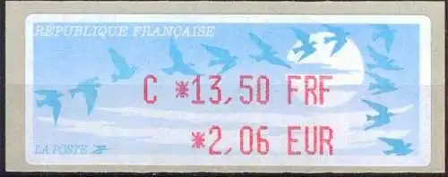 FRANKREICH 1999 Mi-Nr. ATM 13.1.1 b Z4 AUTOMATENMARKE ** MNH