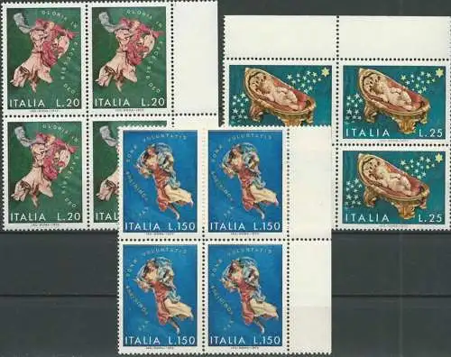 ITALIEN 1972 Mi-Nr. 1380/82 Viererblocks ** MNH