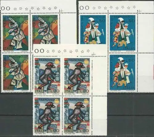 ITALIEN 1974 Mi-Nr. 1473/75 Viererblocks ** MNH