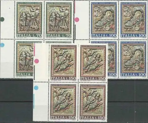 ITALIEN 1975 Mi-Nr. 1513/15  Viererblocks ** MNH