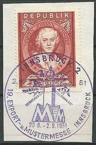 ÖSTERREICH 1951 Mi-Nr. 965 auf Papier mit Sonderstempel o used