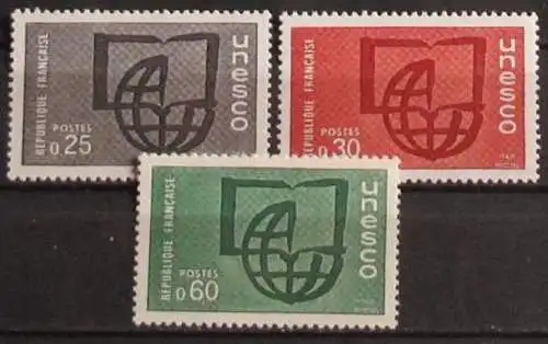 FRANKREICH 1966 Mi-Nr. 6/8 UNESCO ** MNH