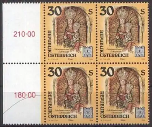 ÖSTERREICH 1994 Mi-Nr. 2139 Viererblock ** MNH
