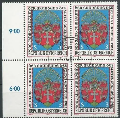 ÖSTERREICH 1983 Mi-Nr. 1737 Viererblock o used - ABO-Ware