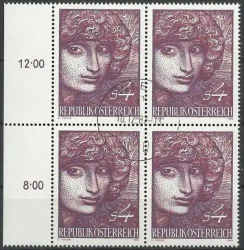 ÖSTERREICH 1982 Mi-Nr. 1727 Viererblock o used - ABO-Ware