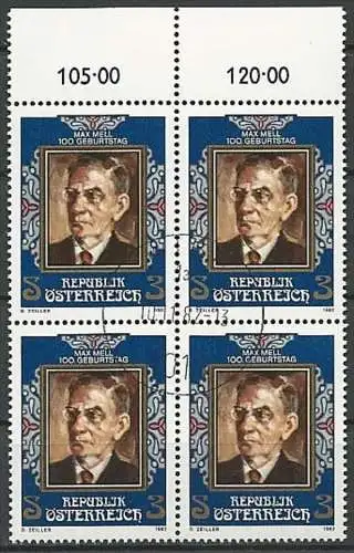 ÖSTERREICH 1982 Mi-Nr. 1723 Viererblock o used - aus Abo