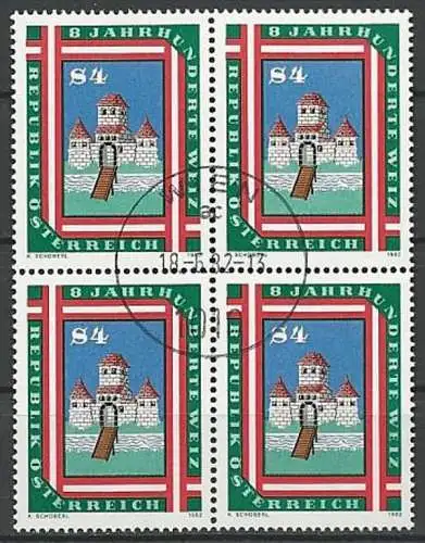 ÖSTERREICH 1982 Mi-Nr. 1709 Viererblock o used - ABO-Ware