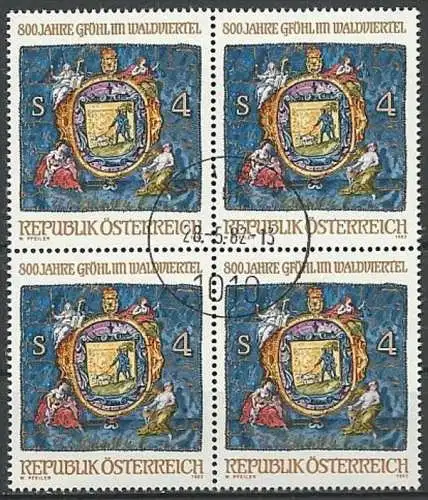 ÖSTERREICH 1982 Mi-Nr. 1706 Viererblock o used - ABO-Ware