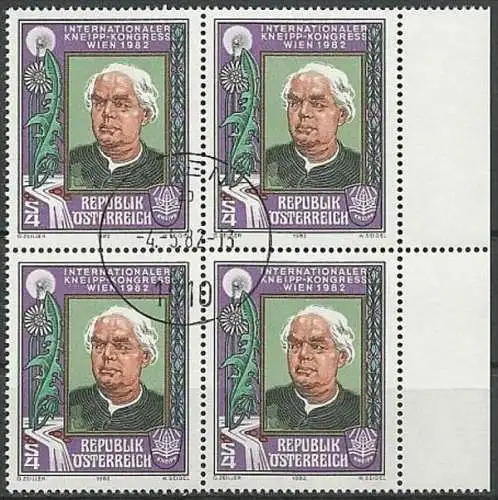 ÖSTERREICH 1982 Mi-Nr. 1700 Viererblock o used - ABO-Ware