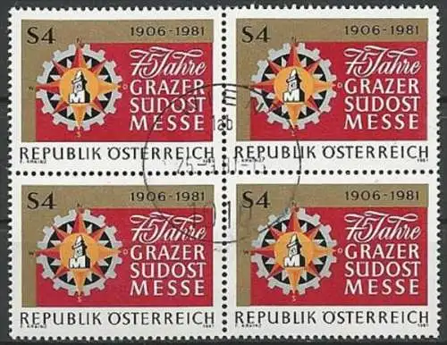 ÖSTERREICH 1981 Mi-Nr. 1682 Viererblock o used - ABO-Ware