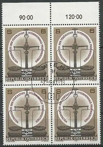 ÖSTERREICH 1981 Mi-Nr. 1679 Viererblock o used - ABO-Ware