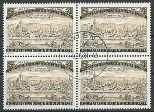 ÖSTERREICH 1980 Mi-Nr. 1645 Viererblock o used - ABO-Ware