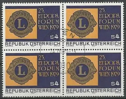 ÖSTERREICH 1979 Mi-Nr. 1624 Viererblock o used - ABO-Ware