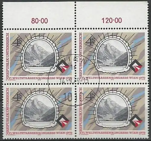 ÖSTERREICH 1979 Mi-Nr. 1619 Viererblock o used - ABO-Ware