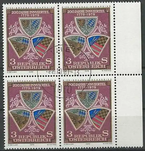 ÖSTERREICH 1979 Mi-Nr. 1610 Viererblock o used - ABO-Ware