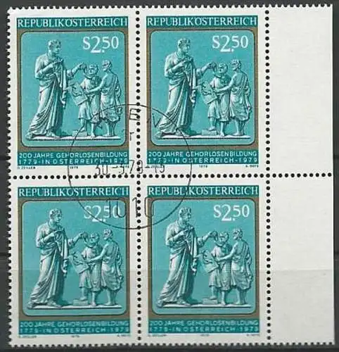 ÖSTERREICH 1979 Mi-Nr. 1606 Viererblock o used - ABO-Ware